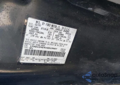 1997 Ford Explorer Eddie Bauer/Limited/Xl/Xlt из США, поврежденный, VIN 1FMDU34E4VZB19987